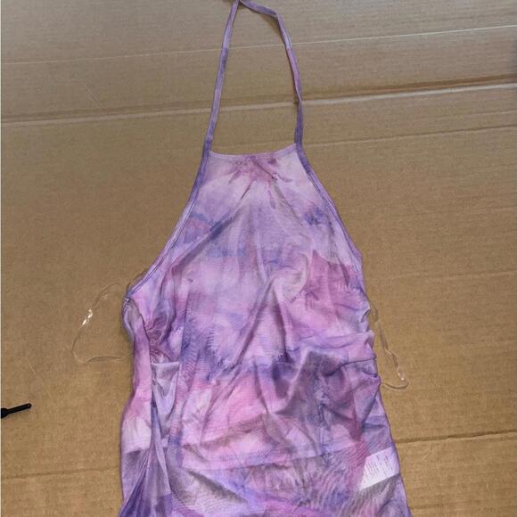 Tops - Purple halter top with cinched sides